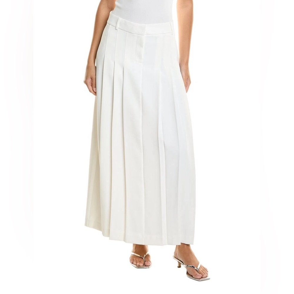 Sz 10 Kenneth Cole Womens Fly Front Pleated Maxi Skirt, White NWT